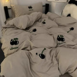 elvesmall Ins Gentle Yellow Bedding Set Hot Air Balloon Duvet Cover Soft Queen Full Twin Size Flat Bed Sheet Quilt Cover Pillowcase Kawaii