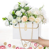 Portable Flower Box Foldable Paper Handy Gift Bag Kraft Handbag Wedding Rose Party Gift Box Packaging For Candy Cake Birthday