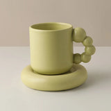 elvesmall  -  Ceramic Creative Coffee Cup with tray Nordic Home Decor Handmade Art Tea Mug Tray Personalized Gifts