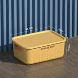 elvesmall Home Sundries Toy Storage Box with Cover Plastic Closet Wardrobe Desk Organizers Clothes Kitchen Storage Containers Baskets