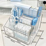 elvesmall Transparent Acrylic Desktop Stationery Storage Box Large Capacity Debris Division Storage Box Desk Storage Shelf Organizer Box