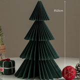 elvesmall Green Origami Mini Christmas Tree Tabletop Ornaments Red Paper Xmas Tree Gifts For Christmas Home Party Scene Decoration Props