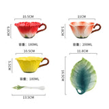 elvesmall  -  200ml Ceramic Coffee Cup Saucer Flower Type Mug Exquisite Afternoon Tea Latte Coffee Cup Home Breakfast Milk Mug Birthday Gifts