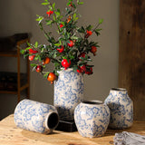 elvesmall Blue and White Porcelain Vases Flower Arrangements Living Room Decorations Chinese Style Ceramic Home Decoration Retro Porcelain