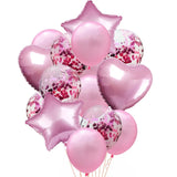 elvesmall 14pcs Rose Gold Mix Star Heart Confetti Latex Balloons Birthday Party Decorations Kids Adult Wedding Anniversary Globos Supplies