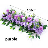 elvesmall 100cm DIY Wedding Flower Wall Decor Arrangement Supplies Silk Peony Rose Artificial Flower Row Decoration Wedding Arch Backdrop