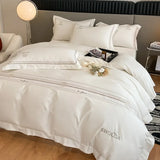 elvesmall  Light Luxury Style 120 Thread Count Pure Cotton Four Piece Set Embroidered All Cotton Quilt Cover Premium Feeling Bed Sheet