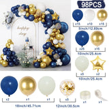 elvesmall 98pcs Navy Blue Balloons Arch Kit Balloon Wedding Birthday Boy Party Decor Mariage Anniversaire Graduation Ballon Blue Garland
