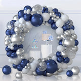 elvesmall Navy Blue Silver Balloon Garland Arch Kit Confetti Ballons Birthday Party Decor Kids Baby Shower Graduation Decor Wedding Supply