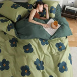 elvesmall Colorful Floral Duvet Cover Set with Sheet Pillowcases No Filling Cute Strawberry Bed Linen Full Queen Size Home Bedding Set