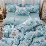 elvesmall Korean style ins pastoral green four piece bedding set, small fresh girl heart, student bed sheet, quilt set, three piece set