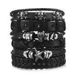 elvesmall Fashion Bracelet Viking  Bracelet For Men Hand Bracelets Woven Skull Hand Jewelry Adjustable Leather Set Bracelet For Leather