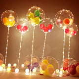 elvesmall 1Set Led Balloon With Column Stand Luminous Transparent Bobo Balloons Stand LED String Lights Wedding Birthday Party Decoration