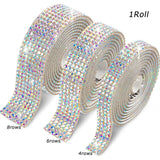 elvesmall Self-adhesive Rhinestone Strip Decorative Tape Diamond Ribbon DIY Sticker Crystal Arts Crafts Rubber Backed Drill Wall Plaster