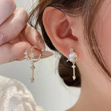 elvesmall New Trend Star Earth Long Tassel Dangle Earrings For Women Planet Crystal Statement Pendant Earrings Wedding Party Jewelry