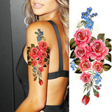 elvesmall Women's Fashion Flower Temporary Tattoos Sticker Fake Rose Feather TatooS Decal Waterproof Body Art Legs Arm Tatoos For Women