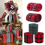 elvesmall 6m Christmas Plaid Ribbon Snowflake Buffalo Plaid Linen Ribbons Xmas Tree DIY Bows Christmas Wreath Gift Wrapping Ribbon Decor
