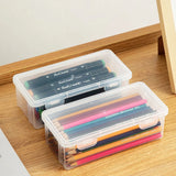 elvesmall Plastic Pencil Box Translucent Pencil Case Large Capacity Pencil Boxes Portable Storage Organizer Box Student Office Supplies
