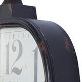 elvesmall 18" X 26" Black Metal Distressed Pocket Watch Style Wall Clock With Ring Finial Decoration for Bedroom Decor Home Clocks Garden