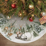 elvesmall Snowman Reindeer Christmas Tree Skirt Snowflake Xmas Tree Mat 2024 Christmas Decorations For Home Winter Holiday New Year Gifts