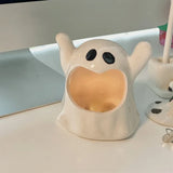 elvesmall  Carnival Halloween Cute Ghost Candle Ceramic Decoration Atmosphere Bar KTV Desktop Decoration
