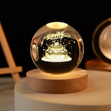 elvesmall 6cm 3D Crystal ball Crystal Planet Night Light Laser Engraved Solar System Globe Astronomy Birthday Gift Home Desktop Decoration