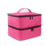 elvesmall Storage Double-Layer Nail Tools Nail Polish Carrying Case Nail Organizers and and Dryer Case Holds 30 Various Size Bottles