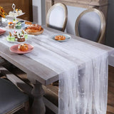 elvesmall  150X300CM Pearl Yarn Table Cloth Wedding Decoration Pearl Yarn Tulle Tablecloth Party Rectangular Table Background Decoration
