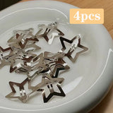 elvesmall 2/50Pcs Y2K Silver Star Hair Clips for Girls Filigree Star Metal Snap Clip Hairpins Barrettes Hair Jewelry Nickle Free Bobby Pin