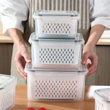 elvesmall Refrigerator Storage Box Fridge Organizer Fresh Vegetable Fruit Boxes Drain Basket Storage Containers Pantry Kitchen Organizer