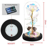 elvesmall  LED Enchanted Galaxy Rose Eternal 24K Gold Foil Flower With Fairy String Lights In Dome For Christmas Valentine's Day Gift