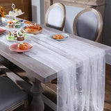 elvesmall  Pearl Yarn Table Path Wedding Decoration Tulle Tablecloth Party Rectangular Table Runner Background Ornament Dining Accessories