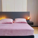 elvesmall Autumn Winter Warm Fitted Bed Sheet Flannel Soft Comfortable Queen Bed Sheets Thicked Coral Fleece Mattress Cover Plush Bedsheet