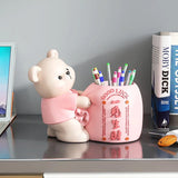 elvesmall  Bear Penholder Decoration Home Decoration Light Luxury High end Living Room Makeup Brush Storage Children's Room housewa