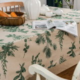 elvesmall Cotton Linen Printed Pine Rectangular Fitted Tablecloth for Mantel Mesa Party Wedding Kitchen Dining Decor Table Met Cover