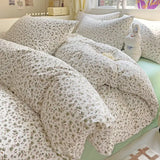 elvesmall Ins Bedding Set Refreshing New Blue Wind CHIME  Four PIECE Set On Bed Washing Cotton Bed Sheet Bed Sheet Dormitory 3pcs