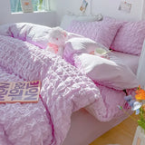 elvesmall Bedroom Sets Bedding Set Queen Size Bed Sheets Set Quilt Cover Schoolgirl Washed Cotton Sheet Free Shipping Beddings Sets Girl