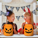 elvesmall LED Light Halloween Trick or Treat Bucket Pumpkin Candy Bags Collapsible Halloween Basket for Thanksgiving Party Gift Basket