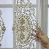 elvesmall French Luxury White Flowers Beads Embroidered Sheer Tulle Embossed Curtains For Bedroom Living Room Window Voile Fabric Drapes