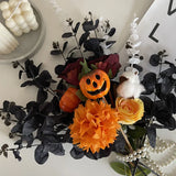elvesmall  34cm Artificial Black Eucalyptus Branch Stems Artificial Plants for Autumn Halloween Home Decoration Wedding Flower Arrangement
