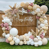 elvesmall  Doubled Cream Peach Boho Balloons Garland Wedding Engagement Decoration Balloon Rose Nude Ballon Arch Global Birthday Decor