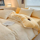 elvesmall High Density Milk Fleece Warm Queen Bedding Set for Winter Plush Skin Friendly Warmth Duvet Cover Set King Thick Quilt Cover Set