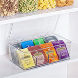 elvesmall Plastic Tea Bag Storage Box Stackable Transparent with Lid Storage Container Acrylic Organizer Coffee
