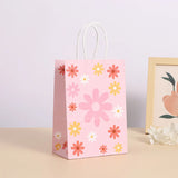 elvesmall 6Pcs Sweet Daisy Flower Paper Kraft Gift Packing Bags with Handle Candy Favor Bag Wedding Baby Shower Kids Birthday Party Decor