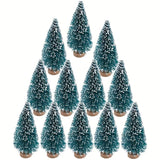 elvesmall 24pcs, Mini Christmas Sisal Snow Frost Tree with Wooden Bottling Brush - Perfect Desktop Tree for Christmas Party and Home Decor