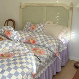 elvesmall Home Textile 1.5M 1.8M Sheet Fitted Sheet Bed Skirt Four-piece Set Korean Style Princess Style Hollow Lace Cotton Bedding Set