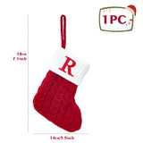 elvesmall Christmas Socks Knitting Snowflake Letter Stocking Christmas Decoration For Home 2024 Xmas Tree Ornament Gift Navidad Natal 2024