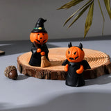 elvesmall Funny Halloween Funny Pumpkin Man Craft Resin Pumpkin Man Desktop Ornament Figurine Witch Top Hat Packs Realistic Ghost Figurine