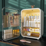 elvesmall Cosmetics Storage Box Light Luxury Led Light Mirror Dust Belt Drawer Skincare Organizer Large Capacity Vanity Table Home Storage
