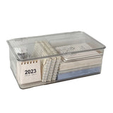 elvesmall Desktop Storage Box Organizer Transparent Acrylic Desk Stationery Hand Account Storage Box Desk Pen Holder School Supplies